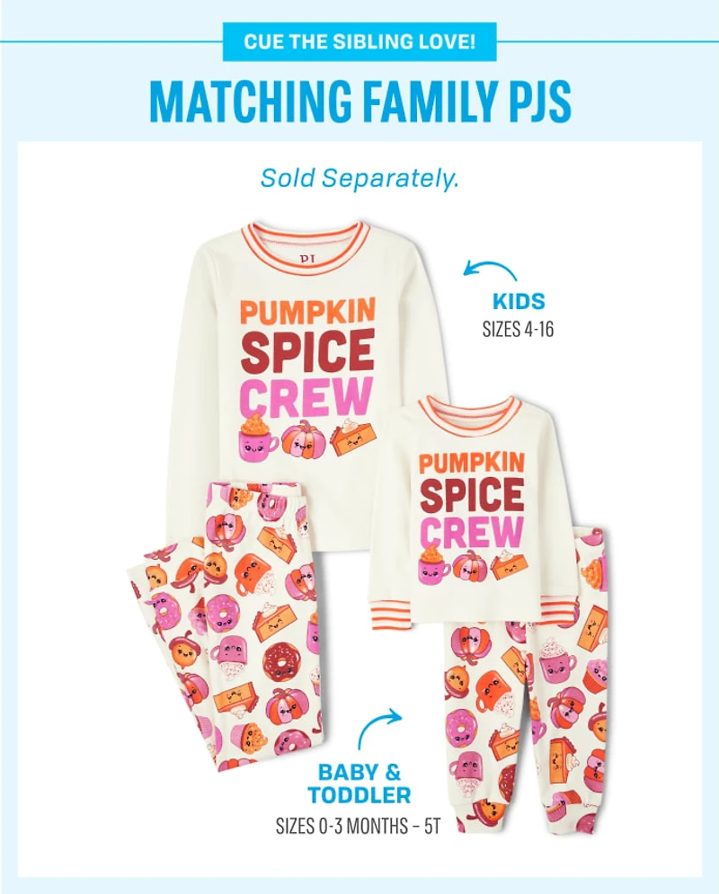 Girls Pumpkin Spice Season Snug Fit Cotton Pajamas
