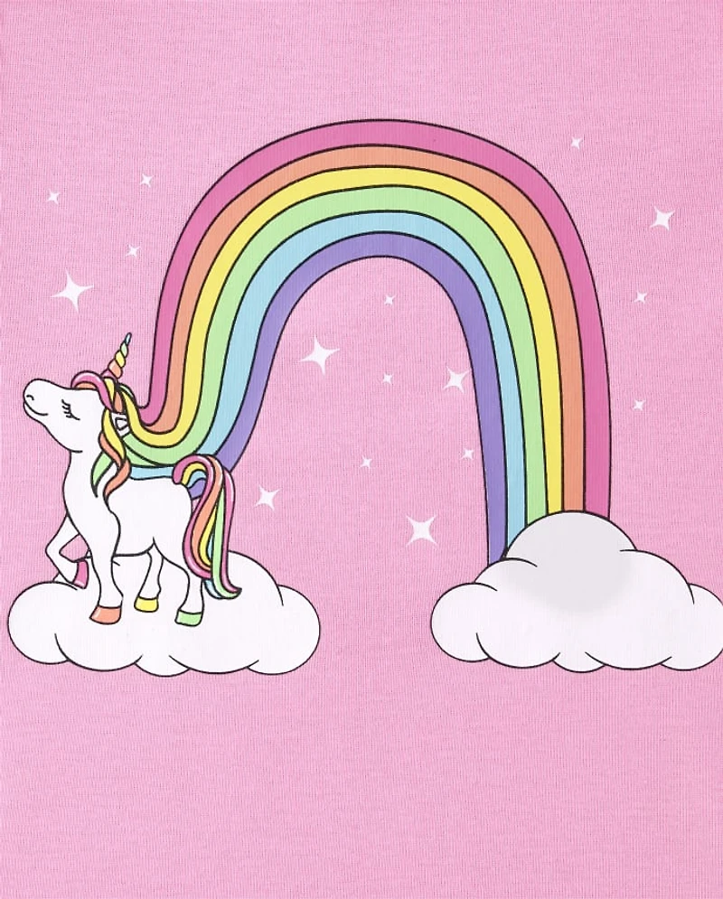 Girls Rainbow Unicorn Snug Fit Cotton Pajamas