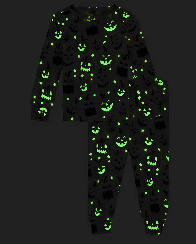 Baby And Toddler Matching Family Glow Jack-O-Lantern Snug Fit Cotton Pajamas