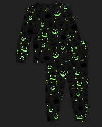 Baby And Toddler Matching Family Glow Jack-O-Lantern Snug Fit Cotton Pajamas