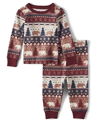 Baby And Toddler Matching Family Bear Fairisle Snug Fit Cotton Pajamas
