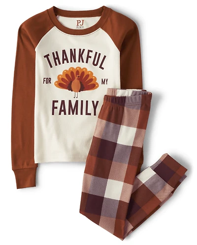 Kids Matching Family Thankful For My Snug Fit Cotton Pajamas