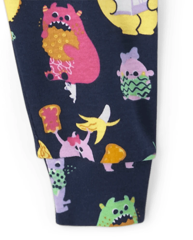 Baby And Toddler Girls Snack Monster Snug Fit Cotton Pajamas