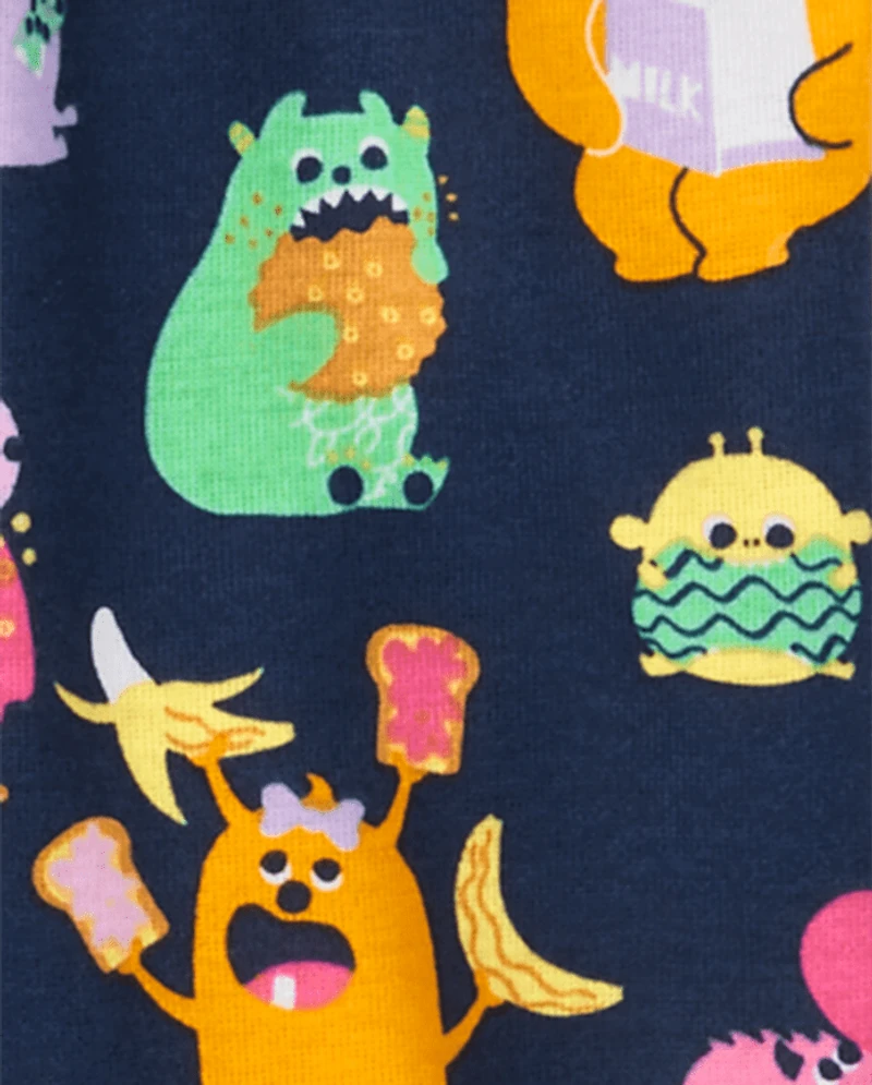 Baby And Toddler Girls Snack Monster Snug Fit Cotton Pajamas
