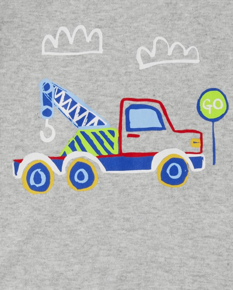 Baby And Toddler Boys Construction Truck Snug Fit Cotton Pajamas 2-Pack