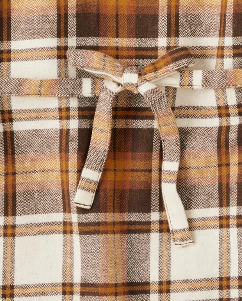 Girls Matching Family Plaid Flannel Shirt Dress