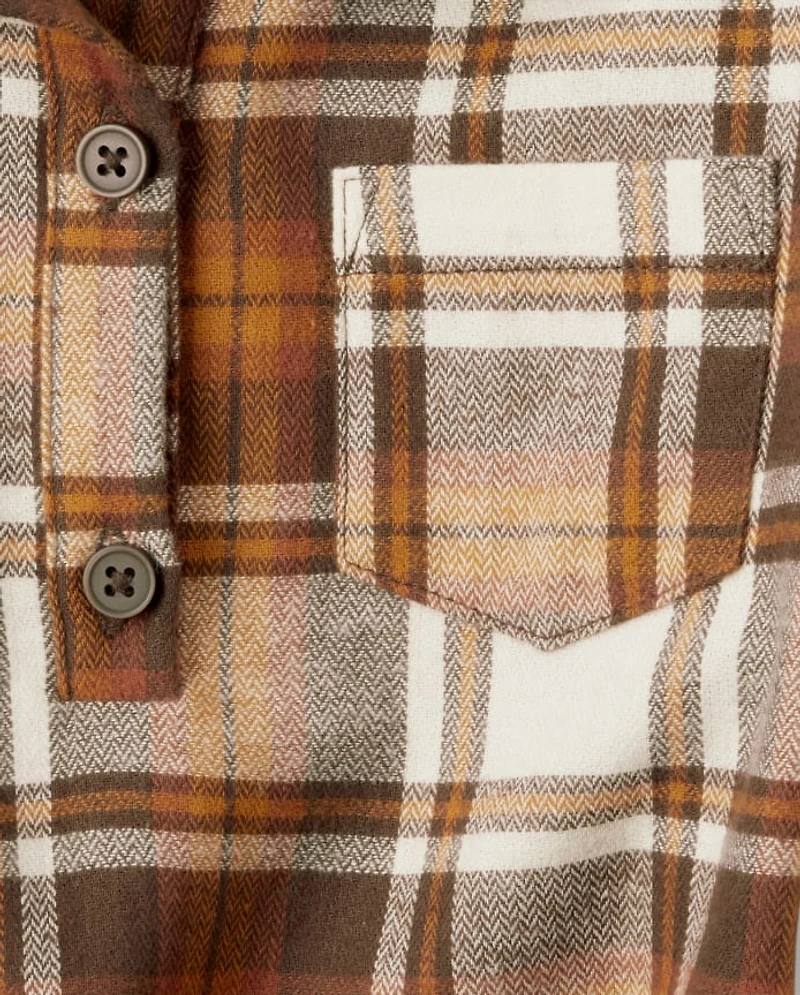 Girls Matching Family Plaid Flannel Shirt Dress