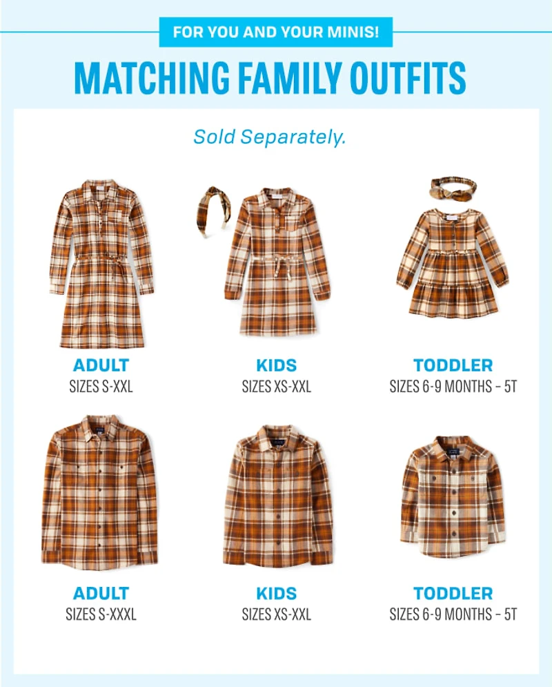 Girls Matching Family Plaid Flannel Shirt Dress