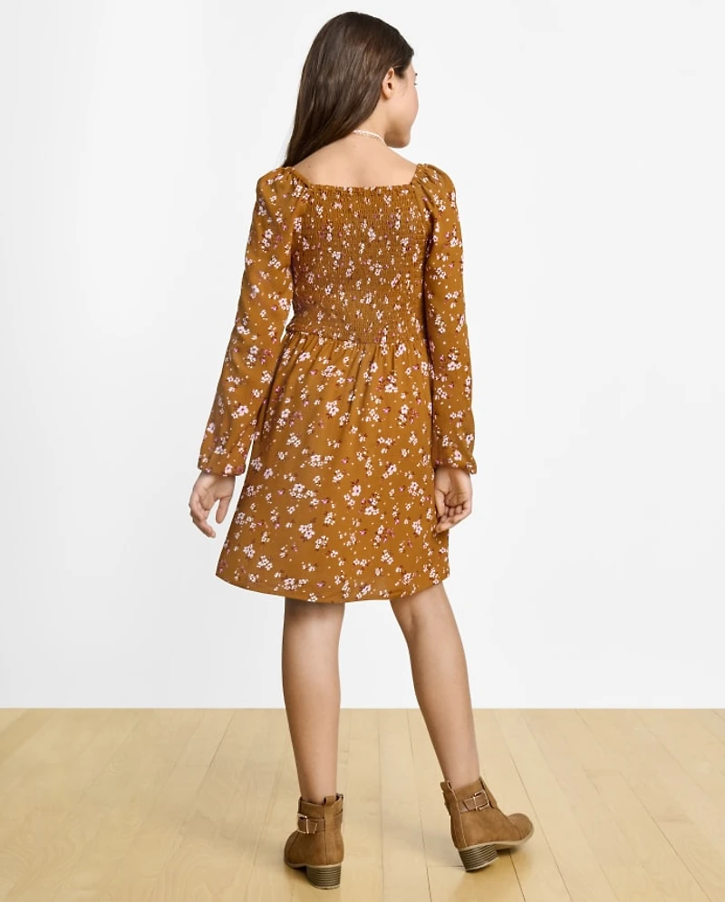 Girls Mommy And Me Floral Smocked Dress