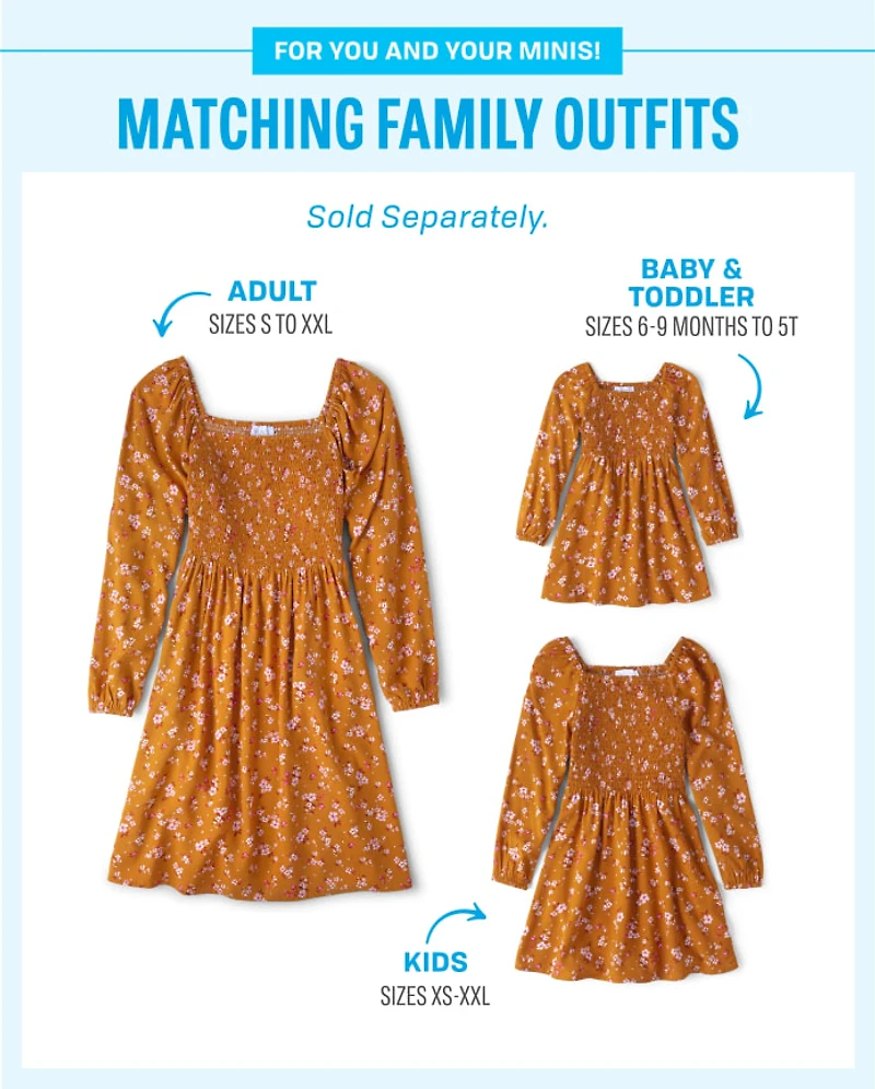 Girls Mommy And Me Floral Smocked Dress