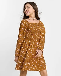 Girls Mommy And Me Floral Smocked Dress