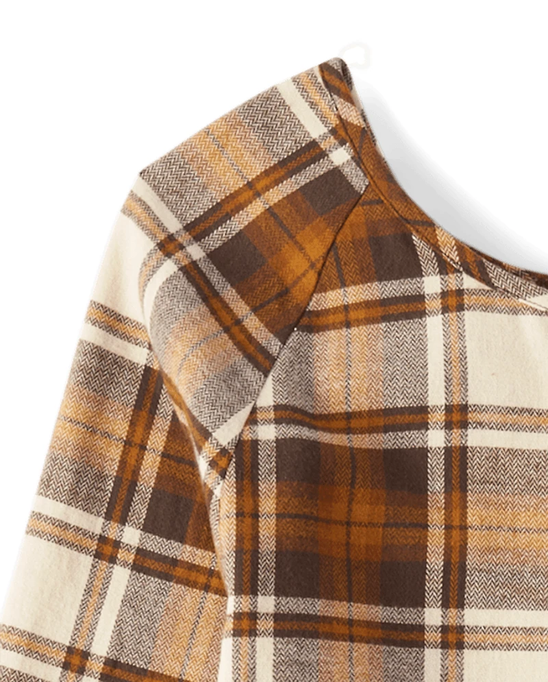 Womens Matching Family Plaid Flannel Peplum Top