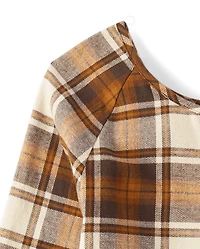 Womens Matching Family Plaid Flannel Peplum Top