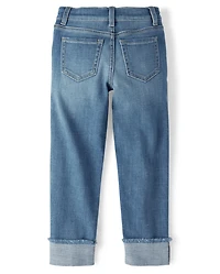 Girls Roll-Cuff Straight Jeans