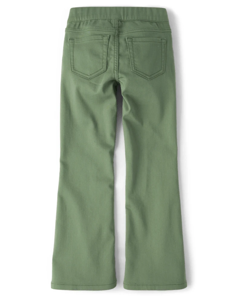 Girls Knit Twill Pull On Flare Pants