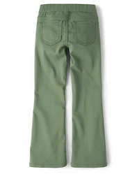 Girls Knit Twill Pull On Flare Pants