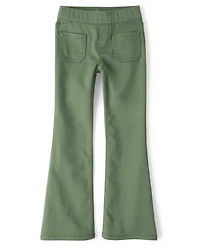 Girls Knit Twill Pull On Flare Pants
