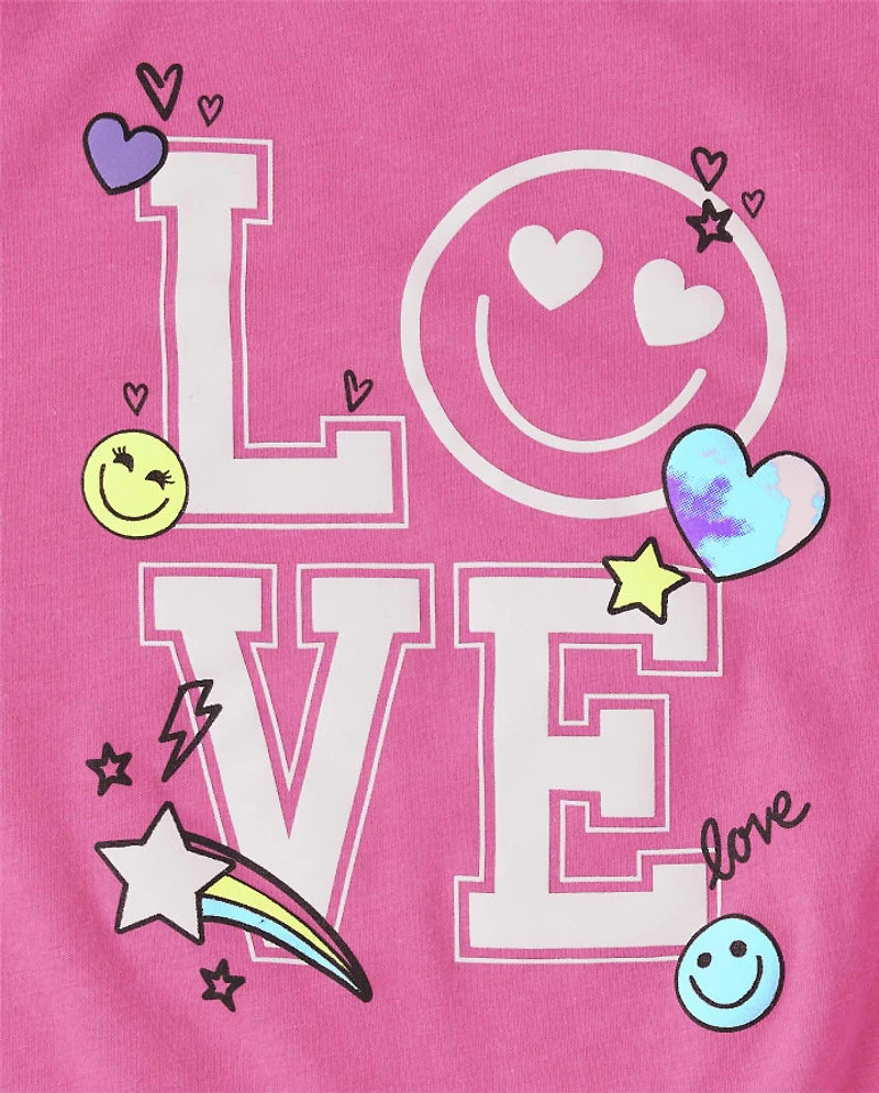 Girls Graphic Tie-Front Top