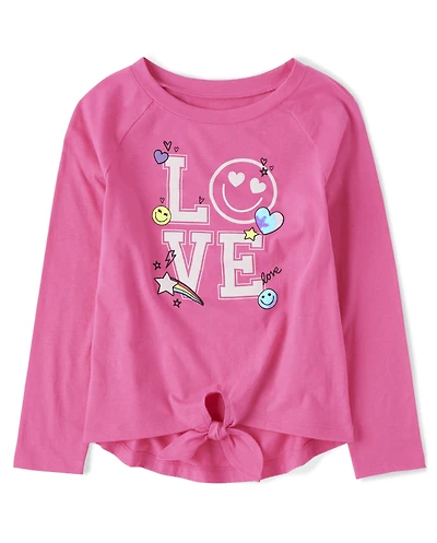Girls Graphic Tie-Front Top