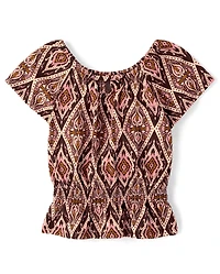 Girls Print Peplum Top