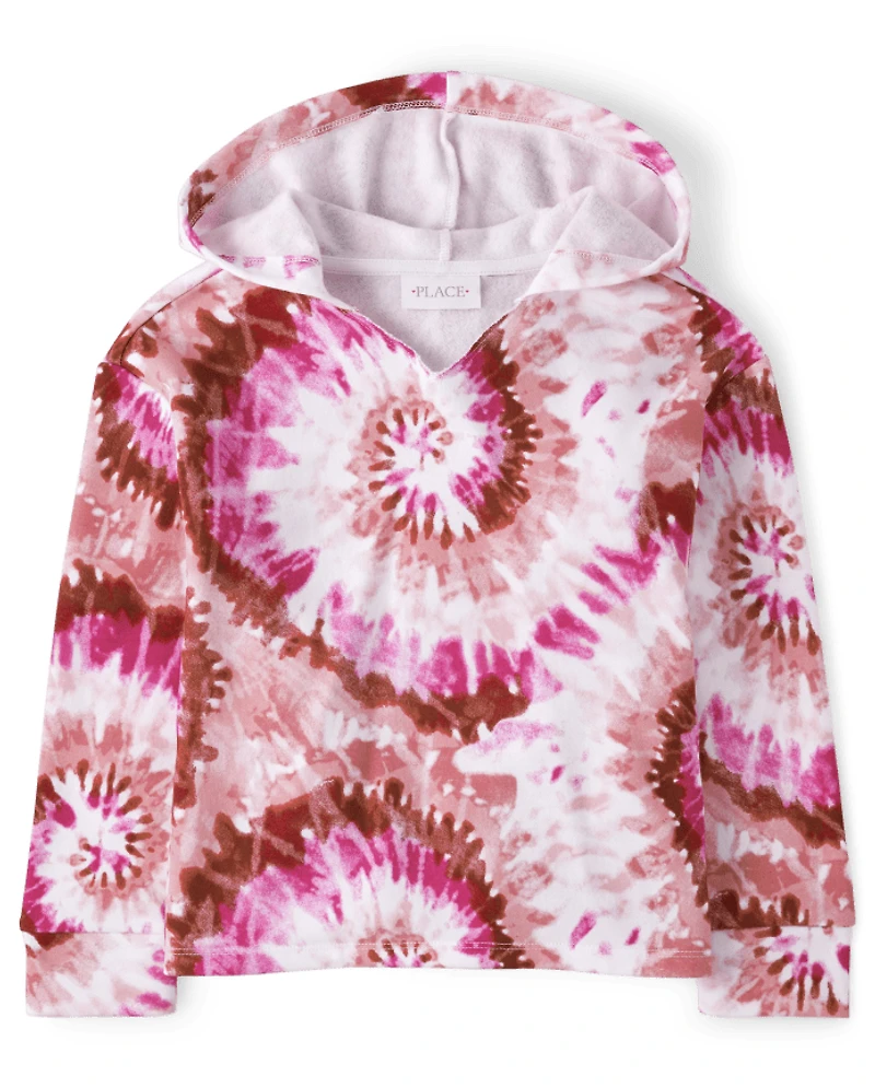 Girls Tie Dye Fleece Hoodie