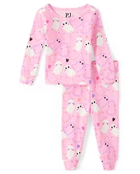 Baby And Toddler Girls Glow Ghost Snug Fit Cotton Pajamas