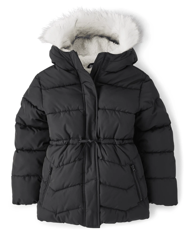 Girls Long Puffer Jacket