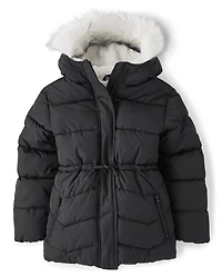 Girls Long Puffer Jacket