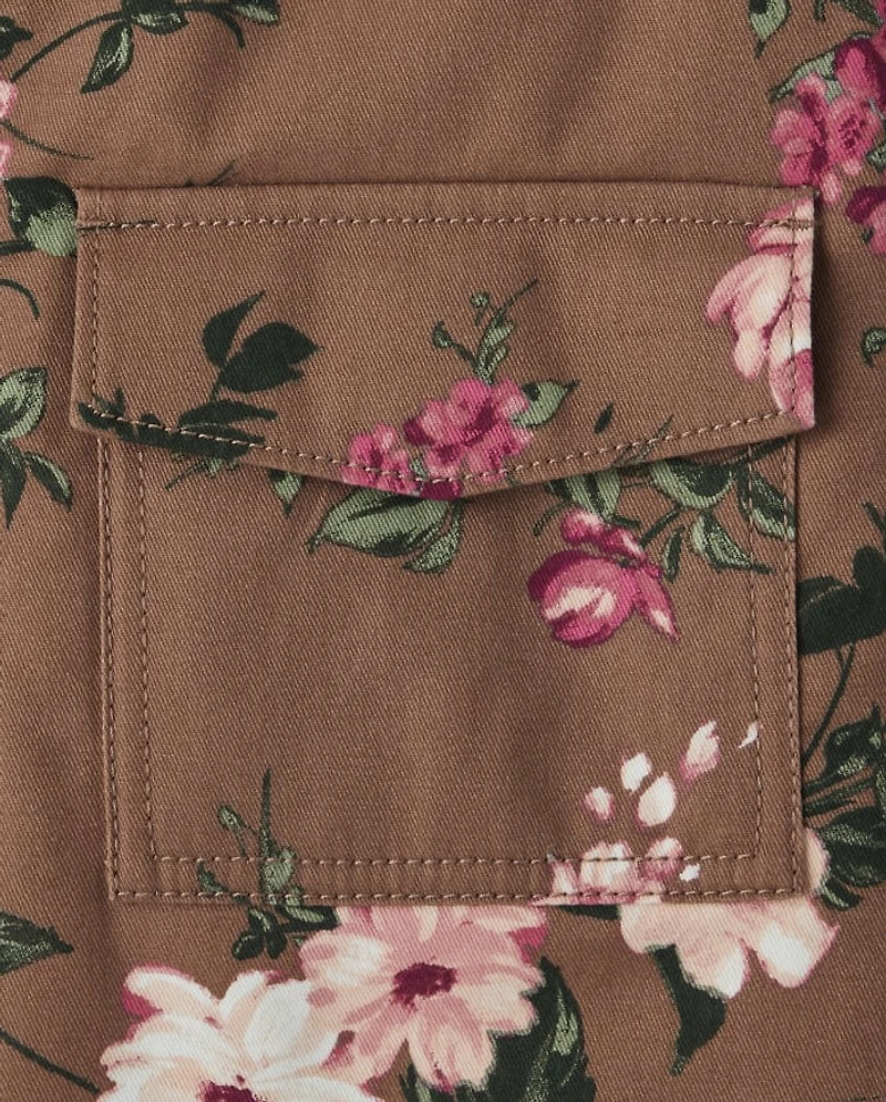 Girls Floral Twill Parka Jacket