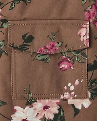 Girls Floral Twill Parka Jacket