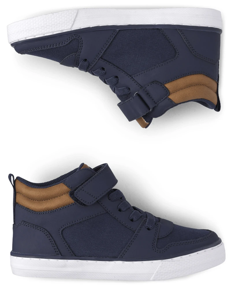 Boys Contrast Cuff High Top Sneakers