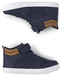 Boys Contrast Cuff High Top Sneakers