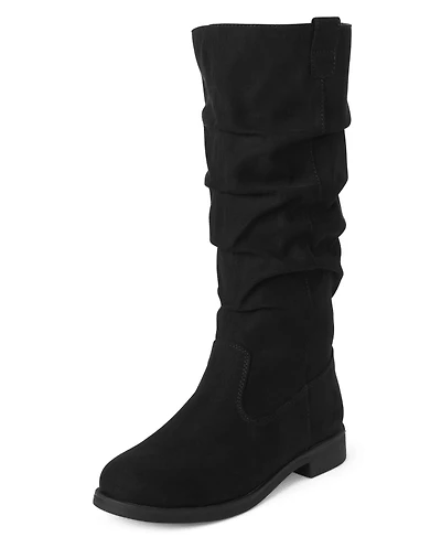 Girls Slouch Faux Suede Tall Boots