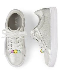 Girls Beaded Glitter Low Top Sneakers