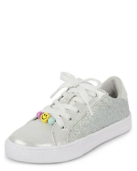 Girls Beaded Glitter Low Top Sneakers