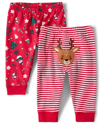 Lot de 2 pantalons Noël unisexe pour bébé