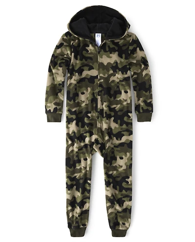 Pyjama une pièce en polaire camouflage pour garçon