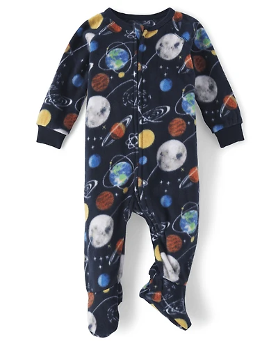 Baby And Toddler Boys Space Fleece Footed One Piece Pajamas