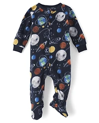 Baby And Toddler Boys Space Fleece Footed One Piece Pajamas