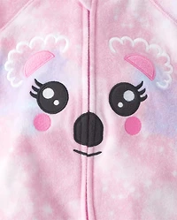 Baby And Toddler Girls Koala Face Fleece Footed One Piece Pajamas