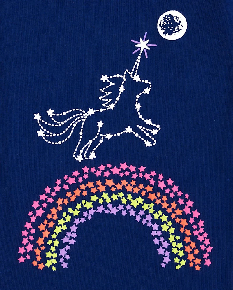 Pyjama en coton ajusté avec licorne arc-en-ciel pour bébés et petites filles