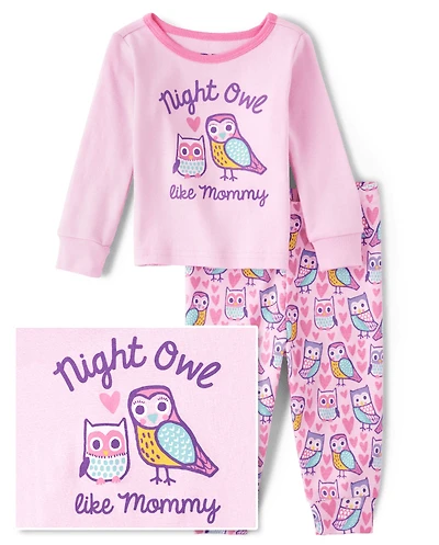 Baby And Toddler Girls Owl Snug Fit Cotton Pajamas