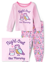 Baby And Toddler Girls Owl Snug Fit Cotton Pajamas