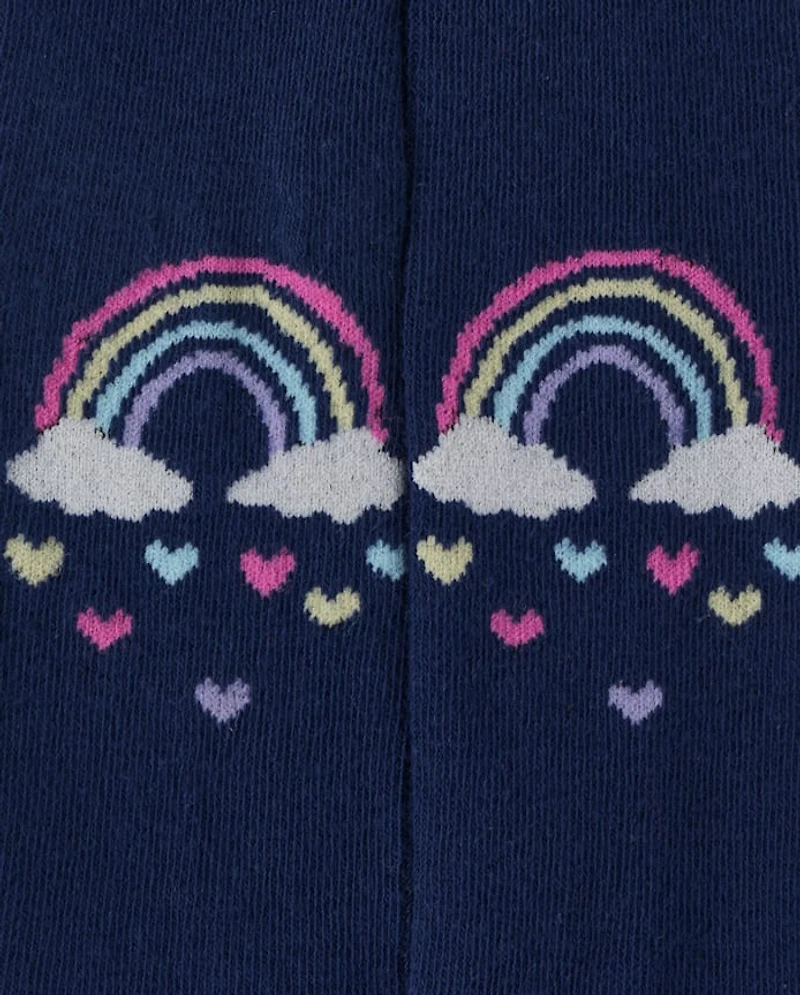 Toddler Girls Rainbow Striped Tights 2-Pack
