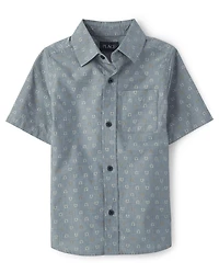 Boys Horseshoe Poplin Button Up Shirt