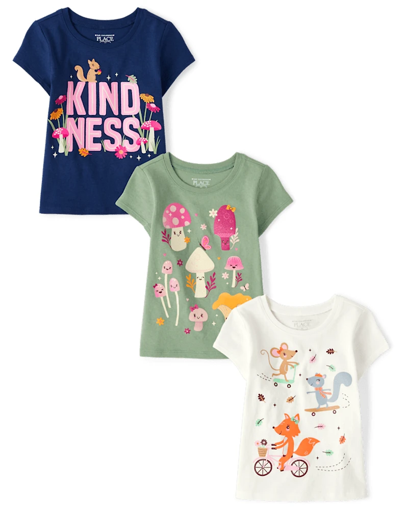 Baby And Toddler Girls Kindness Graphic Tee 3-Pack