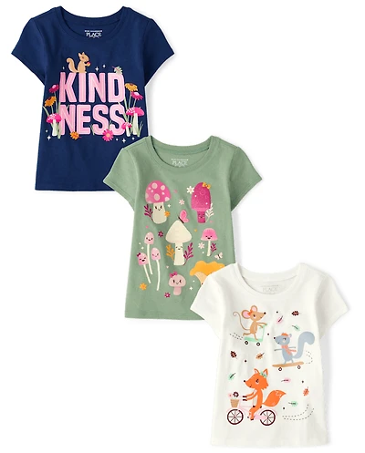Baby And Toddler Girls Kindness Graphic Tee 3-Pack
