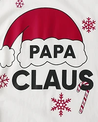 Mens Matching Family Papa Claus Cotton And Fleece Pajamas