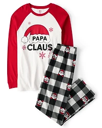 Mens Matching Family Papa Claus Cotton And Fleece Pajamas
