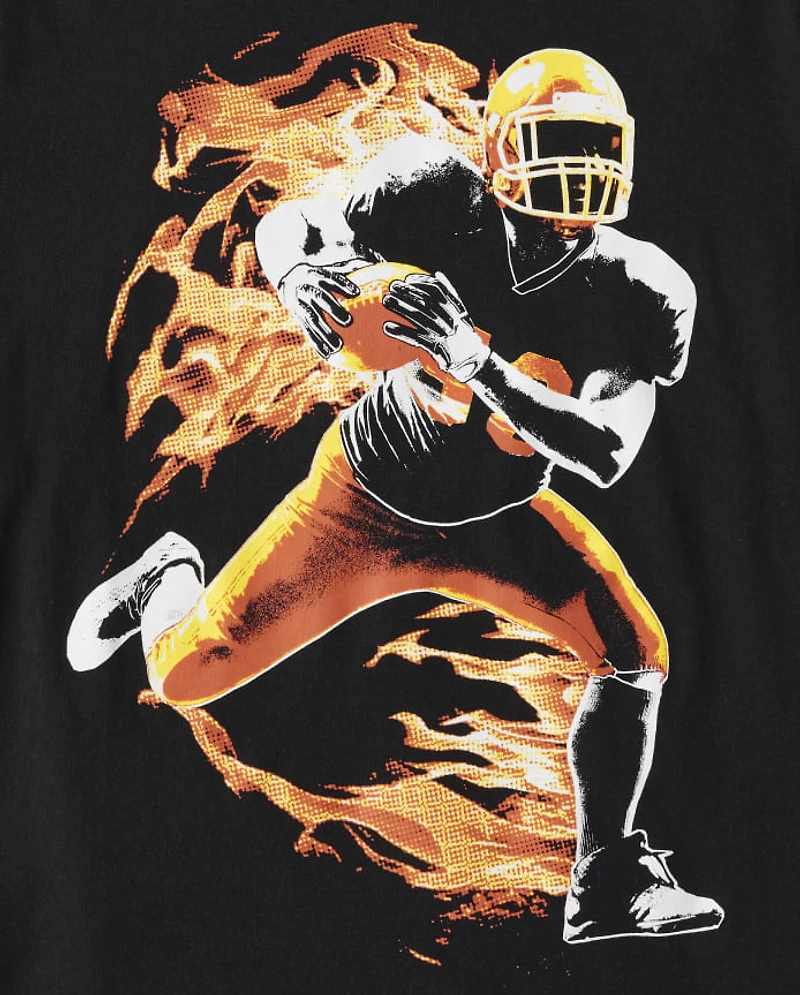 Boys Glow Football Graphic Tee